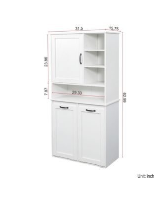 Laundry Cabinet with Doors, Tilt-Out Hamper, Open and Adjustable Shelves