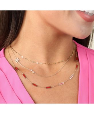 Coral Bar Chain Necklace 14K Gold