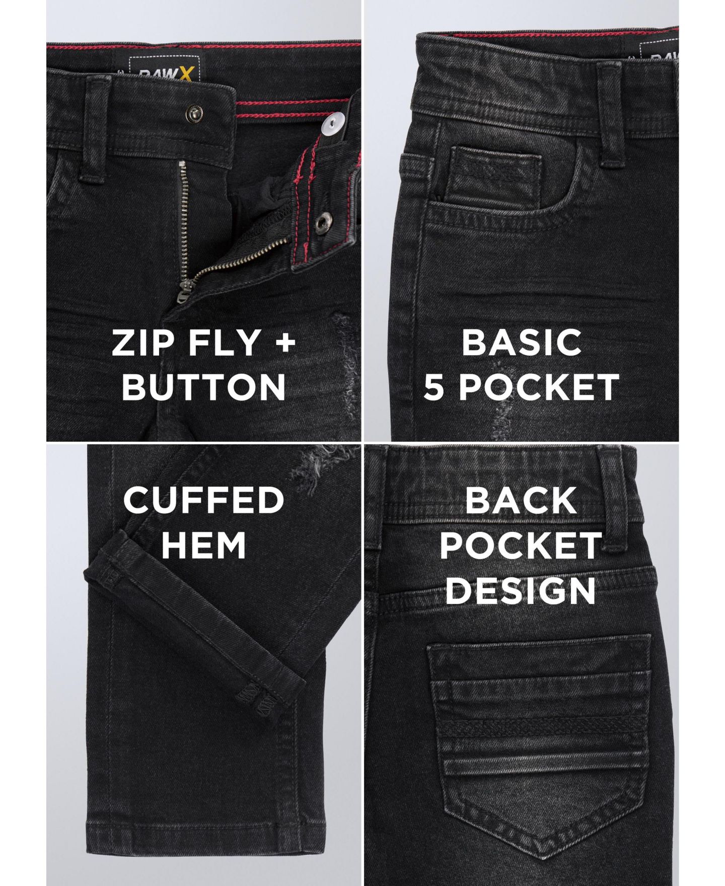 Джинсы Raw X Distressed Jeans 2T-4T для мальчиков-малышей, цвет: Чёрный — фото 3