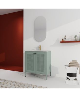 30" Freestanding Bathroom Vanity with Ceramic Sink and Storage Cabinet