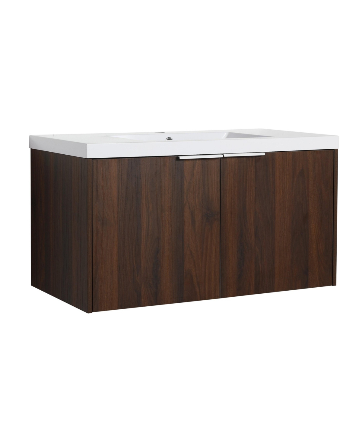 36 Inch Floating Bathroom Vanity with Sink and Soft-Close Double Doors - California walnut