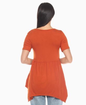 Women's Short Sleeve Shirred Front Knit Tunic Top