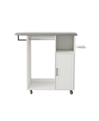 Rolling Ironing Cabinet with Foldable Ironing Board and Storage Shelves
