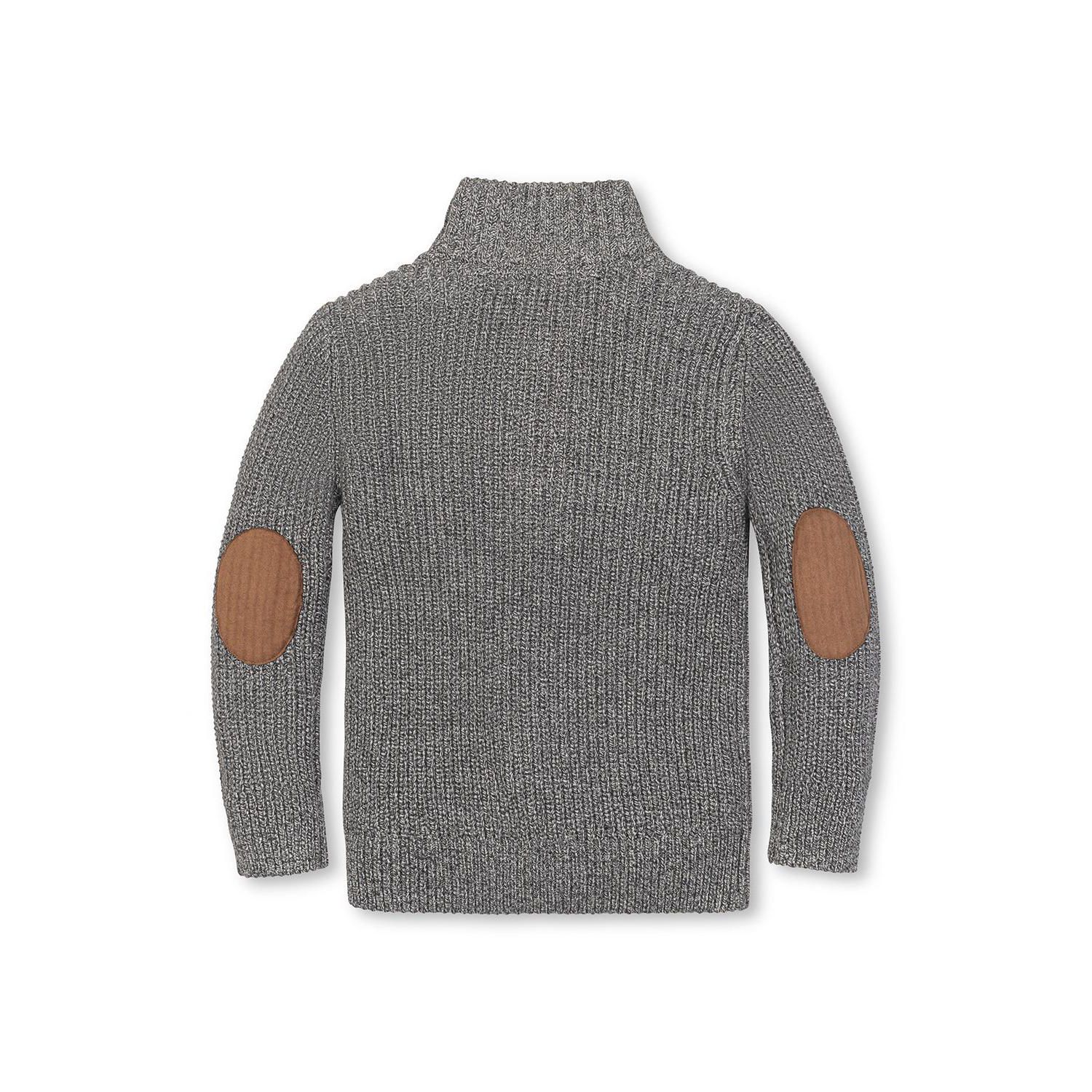 Hope and Henry Little and Big Boys' Organic Mock Neck Cardigan Stitch Sweater