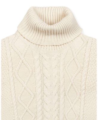 Women's Organic Sleeveless Cable Knit Turtleneck Sweater
