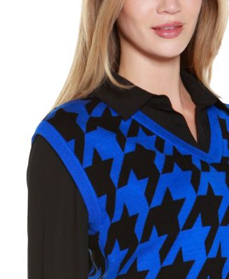 Women's Houndstooth Two-Fer Sweater