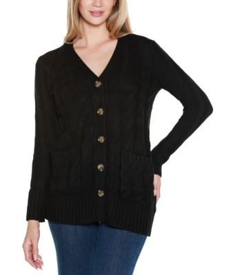 Women's Button-Front Cable Cardigan Sweater