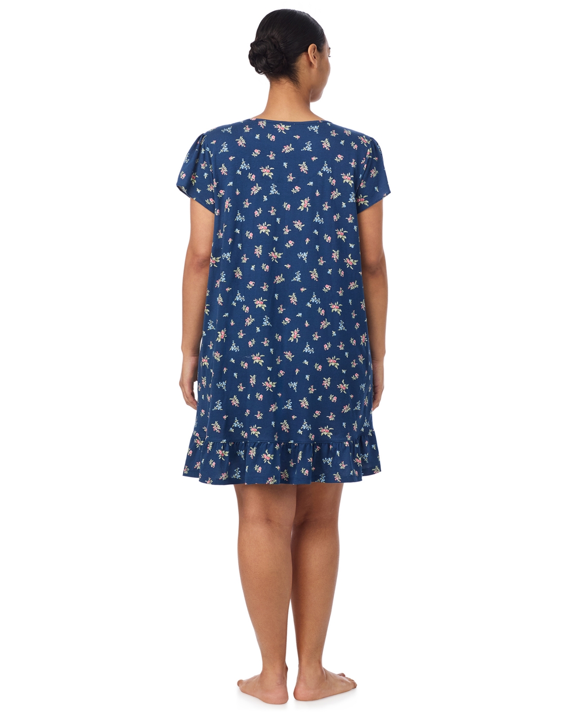 Ralph Lauren Plus Size Flutter Sleeve Short Nightgown In Blue