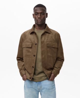 MANGO - Men's Suede Leather-Effect Overshirt
