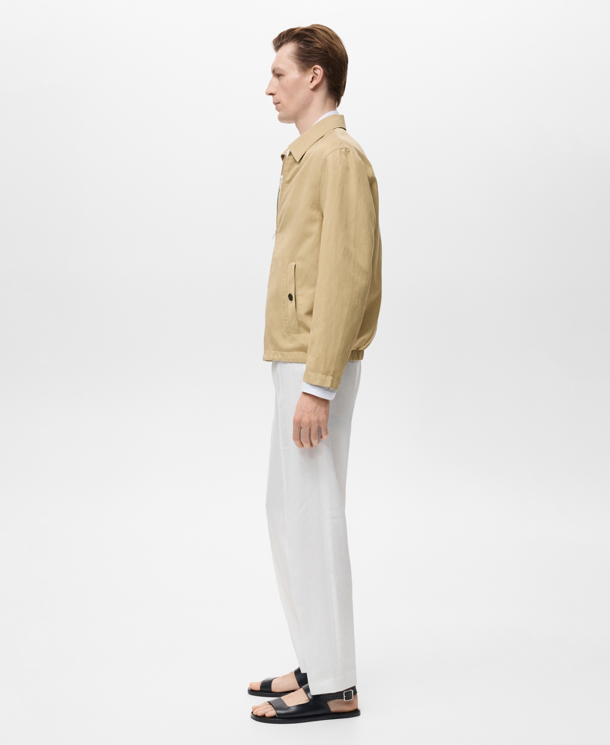Mango Zip Jacket In Neutral