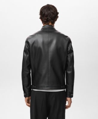 Men's Zip-Up Leather-Effect Jacket