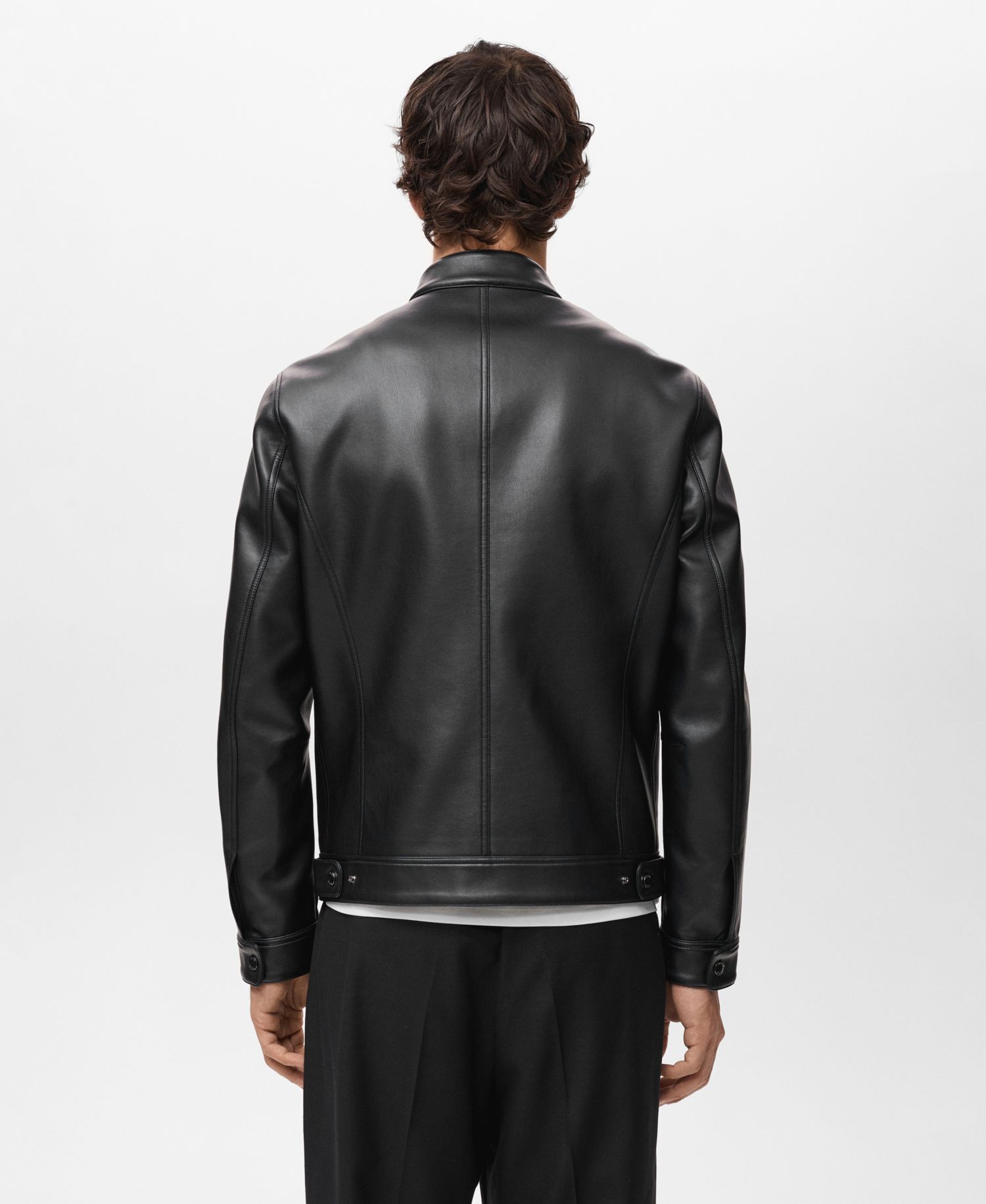 Men's Zip-Up Leather-Effect Jacket