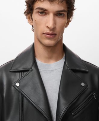 Men's Leather-Effect Biker Jacket