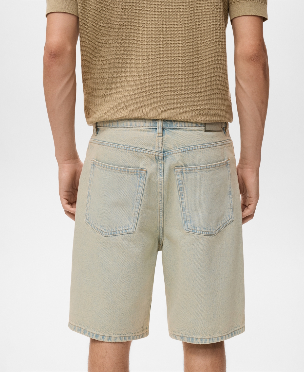 Mango Relaxed Fit Denim Bermuda Shorts In Blue