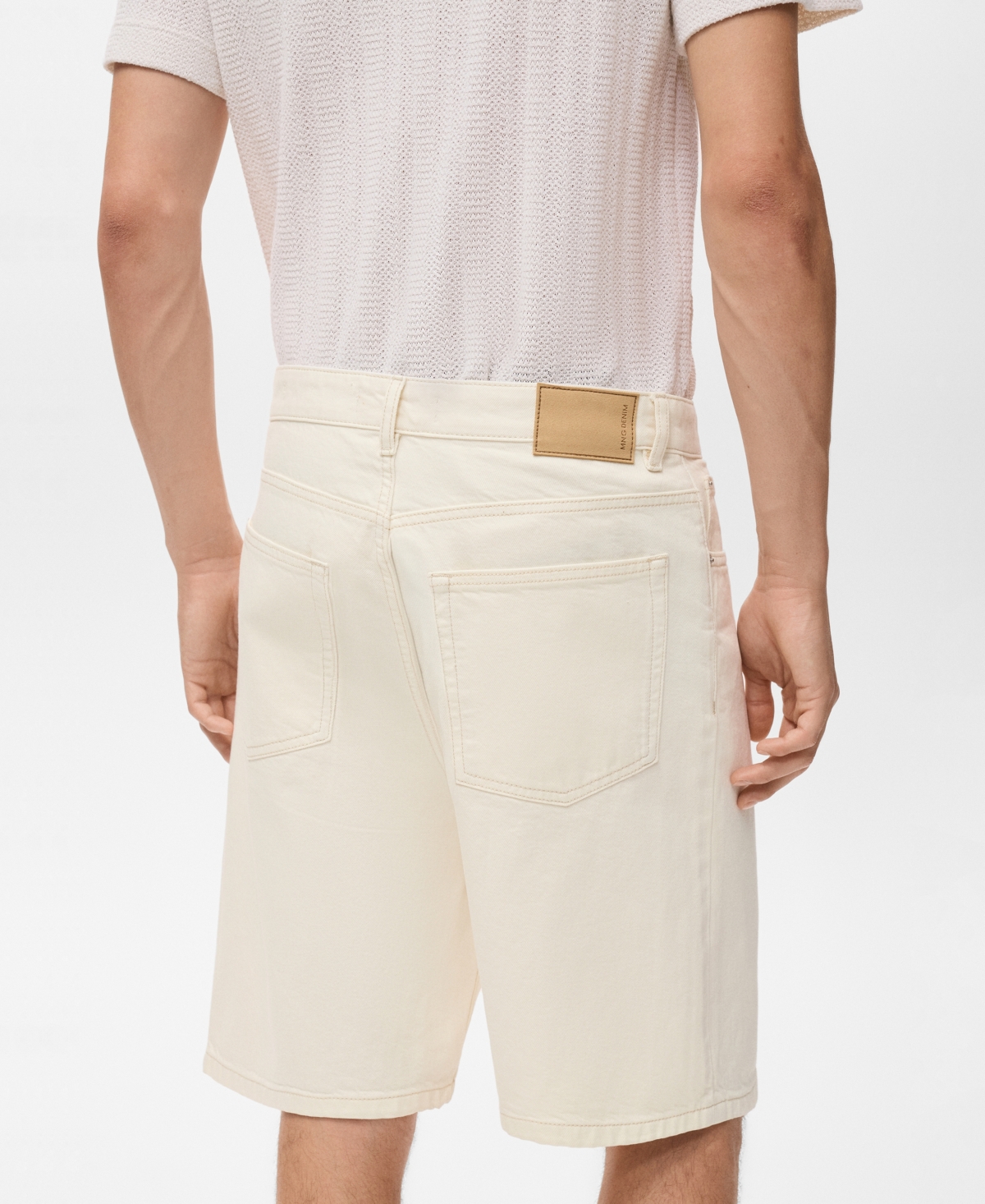 Mango Relaxed Fit Denim Bermuda Shorts In White