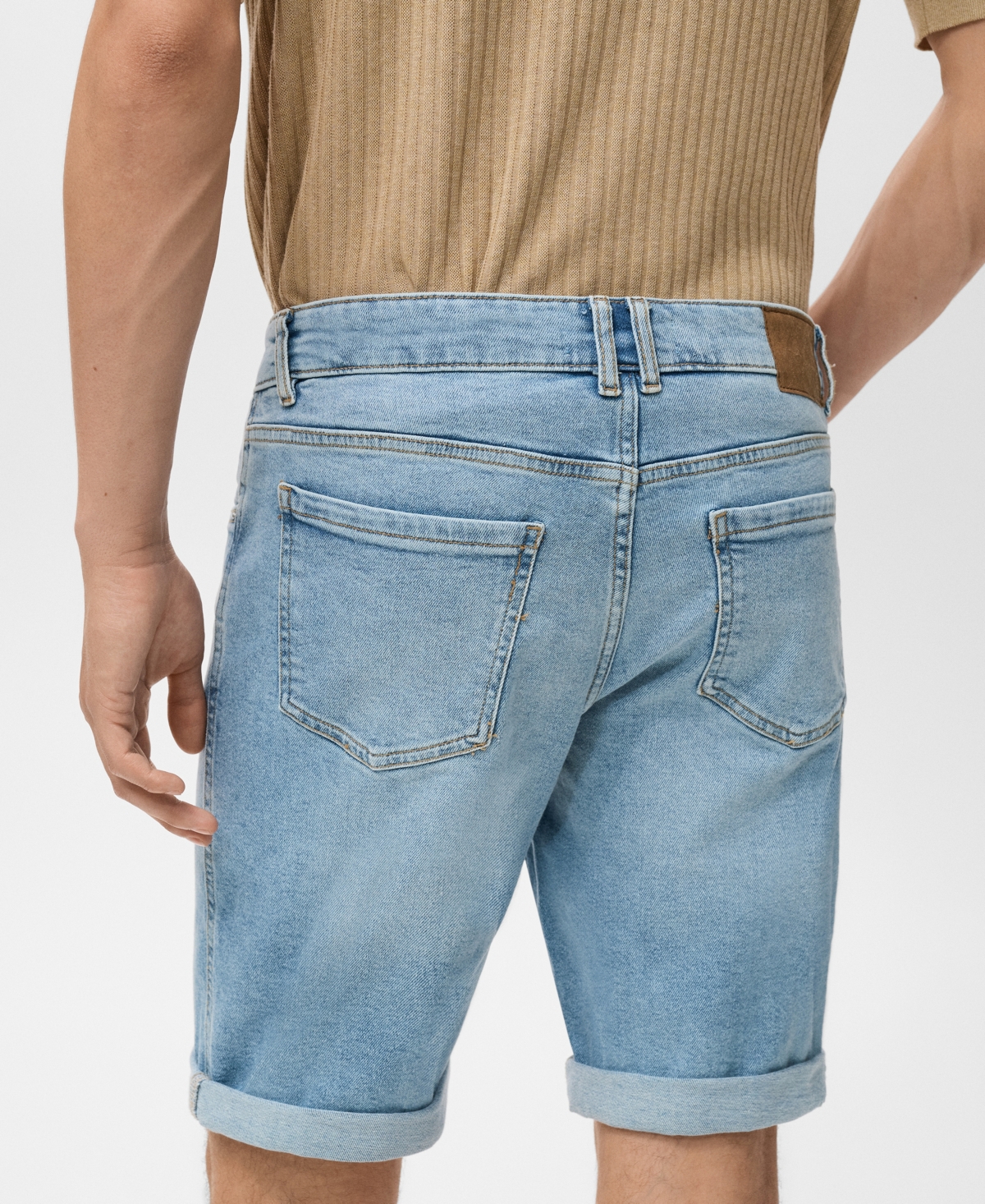 Mango Slim Fit Denim Bermuda Shorts In Blue