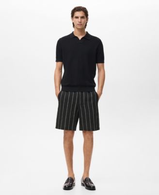 Men's Striped Linen-Blend 8.5" Bermuda Shorts
