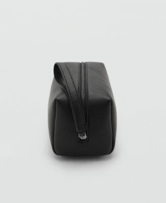 Men's Contrast-Strap Pebbled Cosmetic Bag
