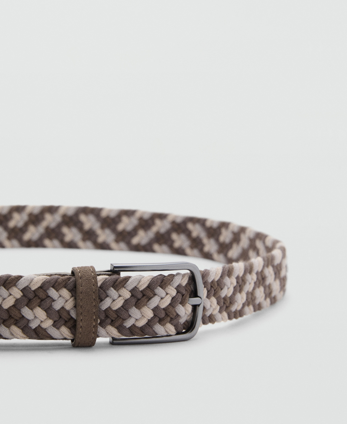 Mango Men's Braided Elastic Colored Belt In Brown