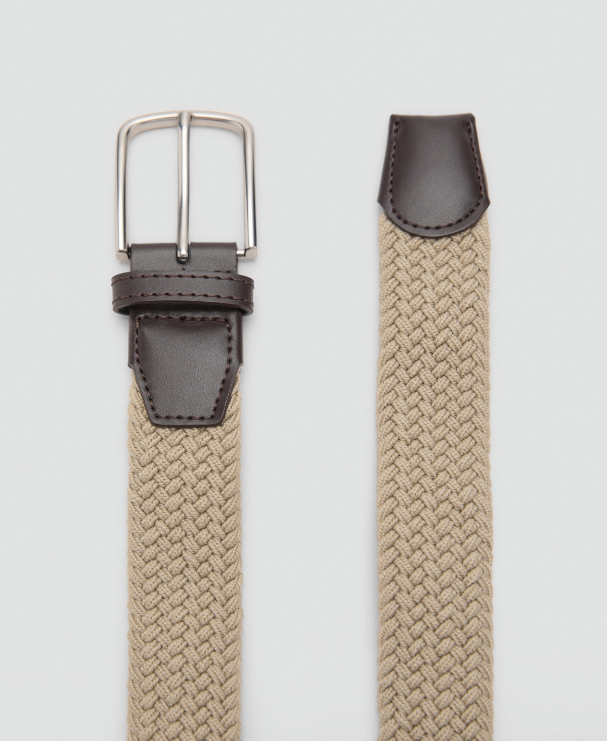 Mango Men's Braided Elastic Belt In Sand
