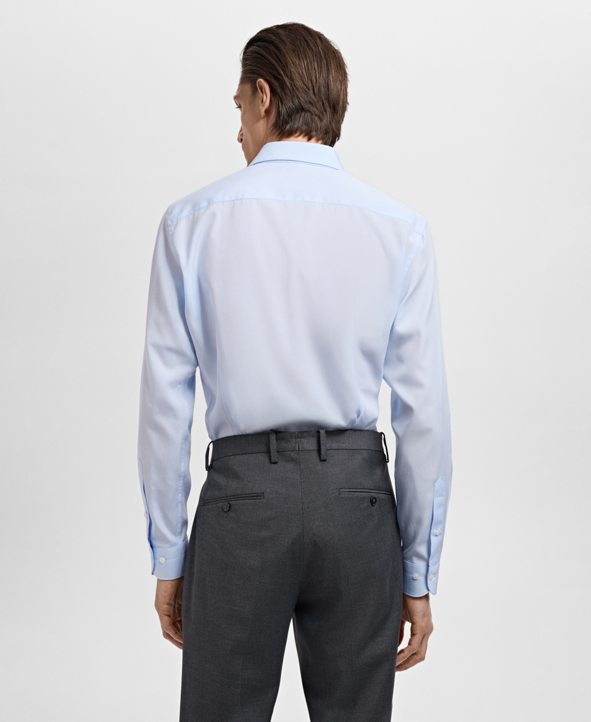 Mango Slim Fit Cotton Poplin Suit Button-up Shirt In Blue
