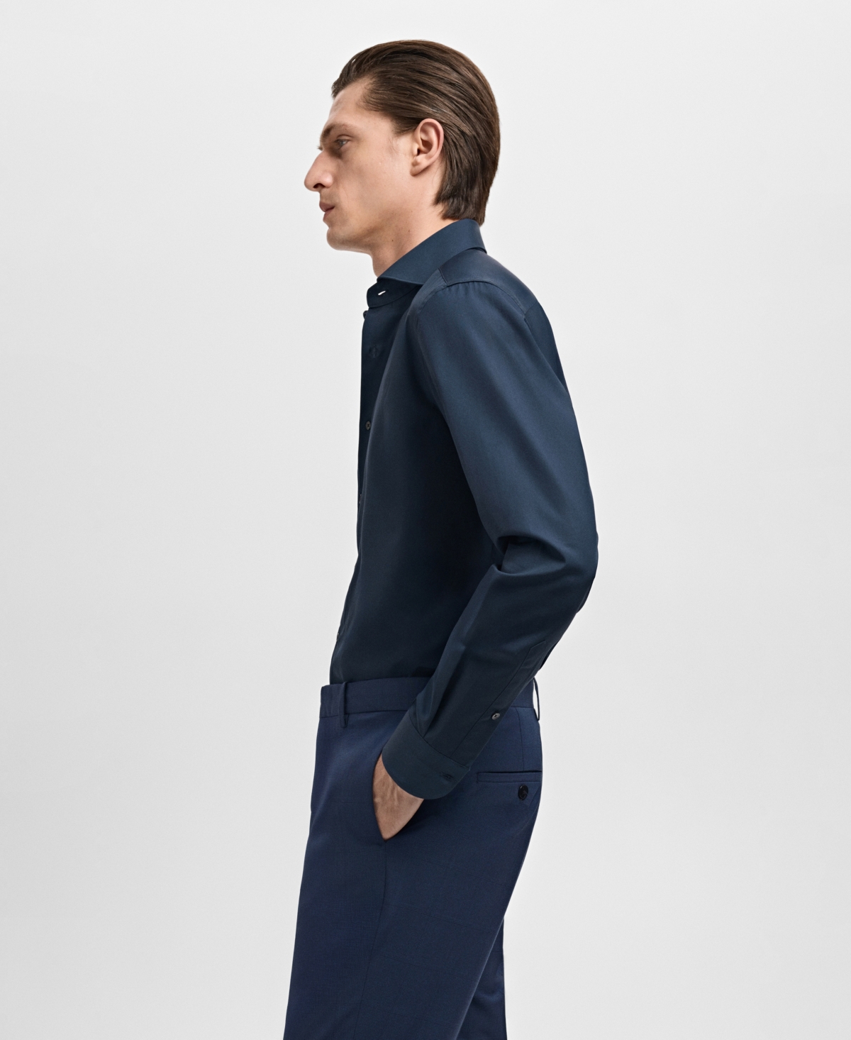 Mango Slim Fit Cotton Poplin Button-up Shirt In Black