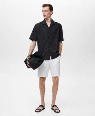 Men's Embroidered Eyelet Details Shirt