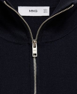 Men's Zipper Collar Microstructure Sweater