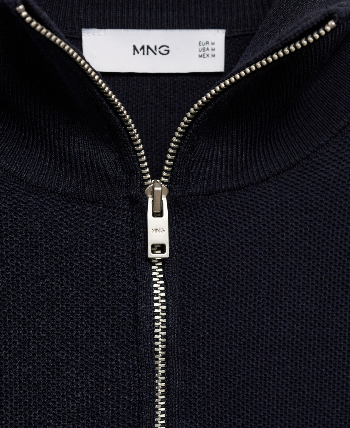 Mango Men's Zipper Collar Microstructure Sweater In Blue