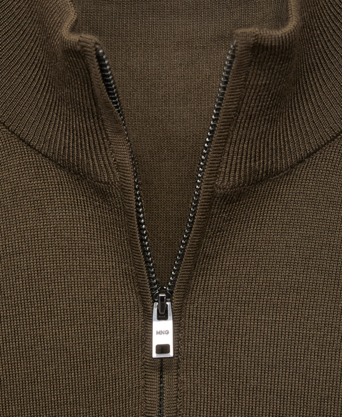 Mango Perkins Wool Quarter Zip Sweater In Green