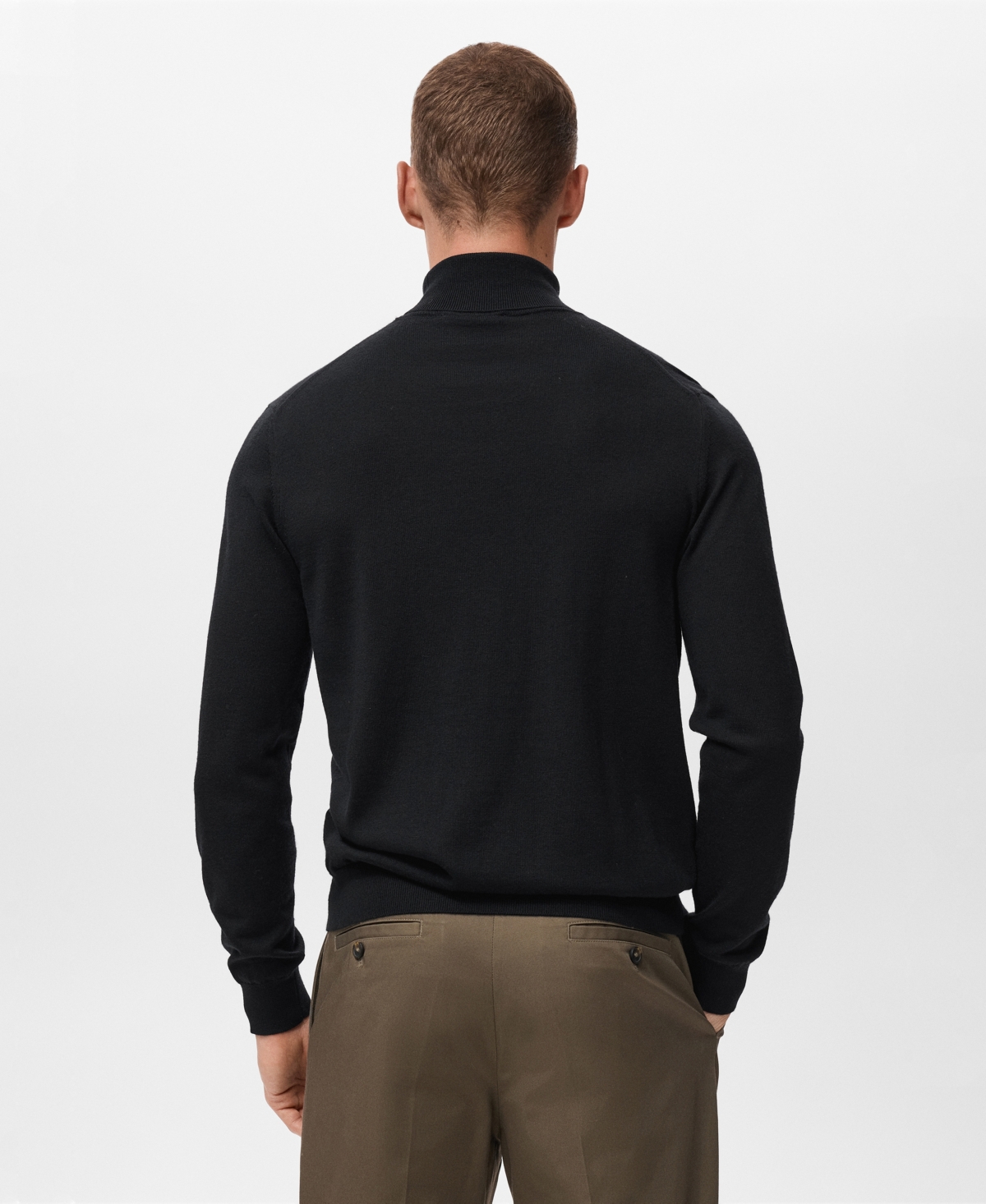 Mango Turtleneck Wool Sweater In Black