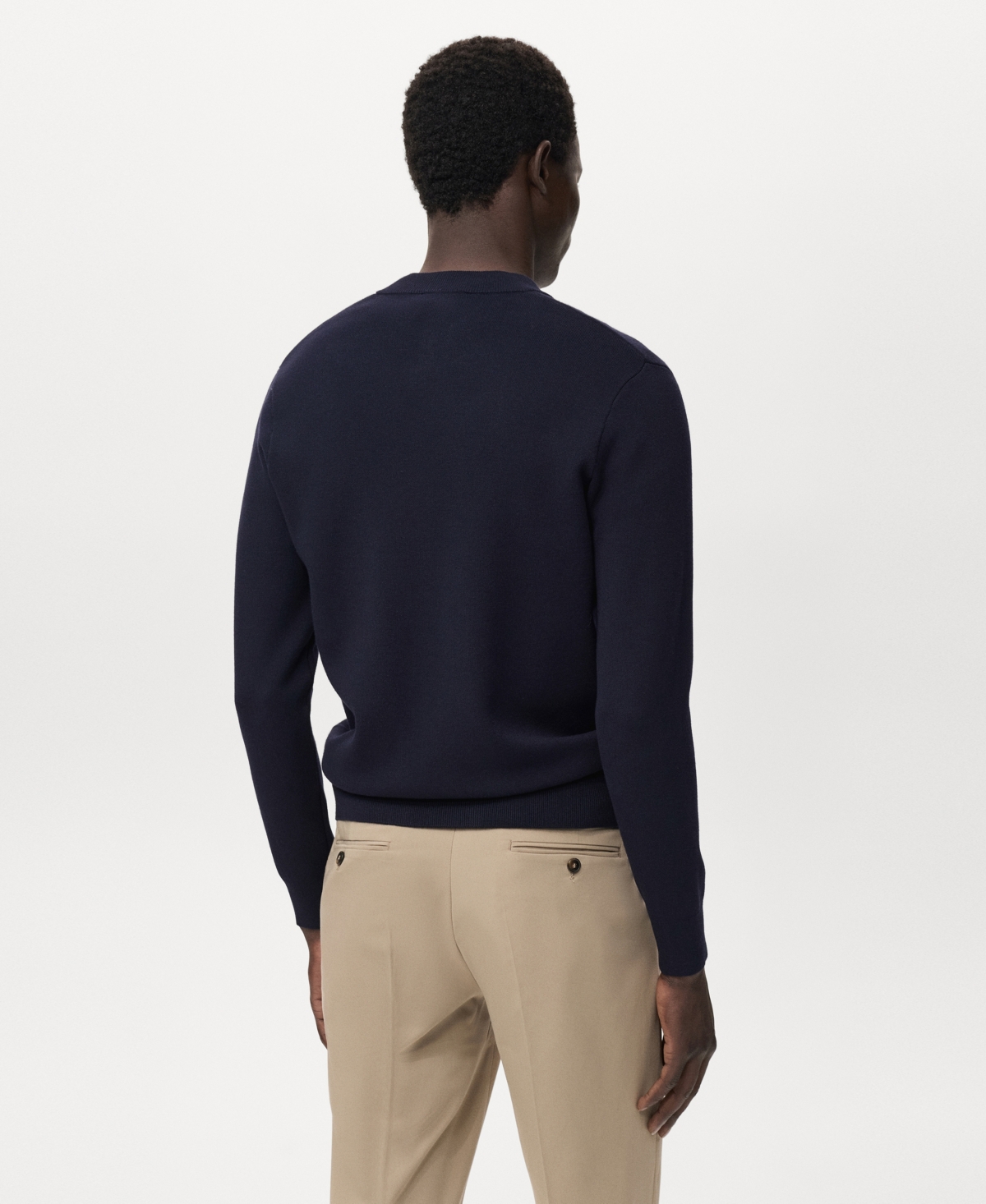 Mango Crewneck Zip Cardigan In Blue