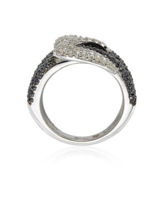 Suzy Levian Sterling Silver Sapphire & Created White Sapphire Buckle Ring