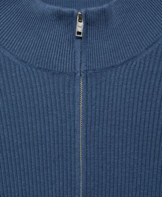 Men's Zip Neck Ribbed Sweater