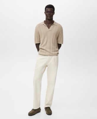 Men's Ribbed Knit Polo Shirt