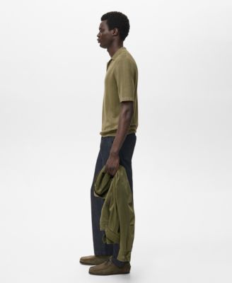 Men's Ribbed Knit Polo Shirt