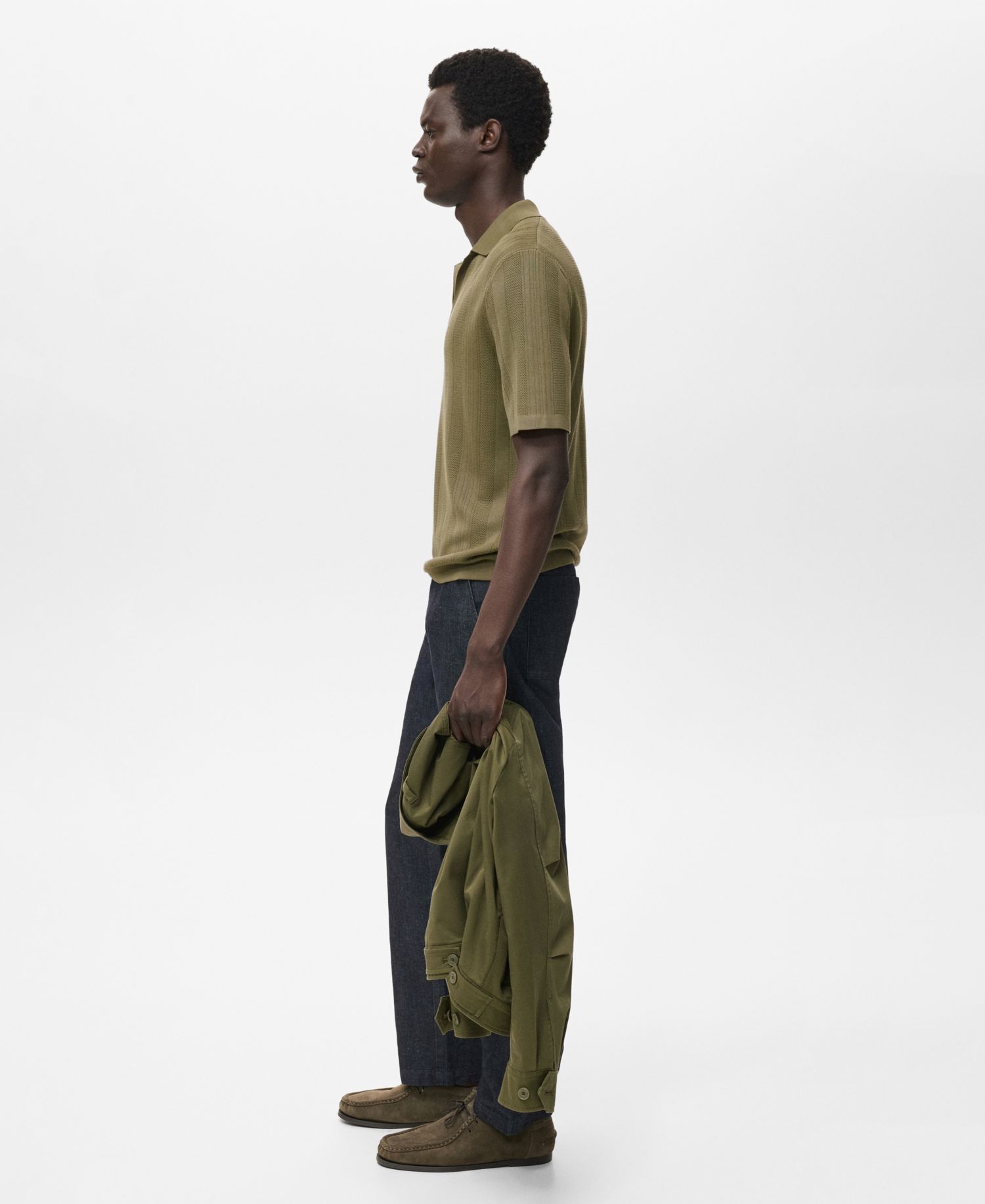 Men's Ribbed Knit Polo Shirt