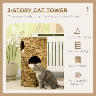 Elevated Cat Tower 3 Hideaways Plush Cushions