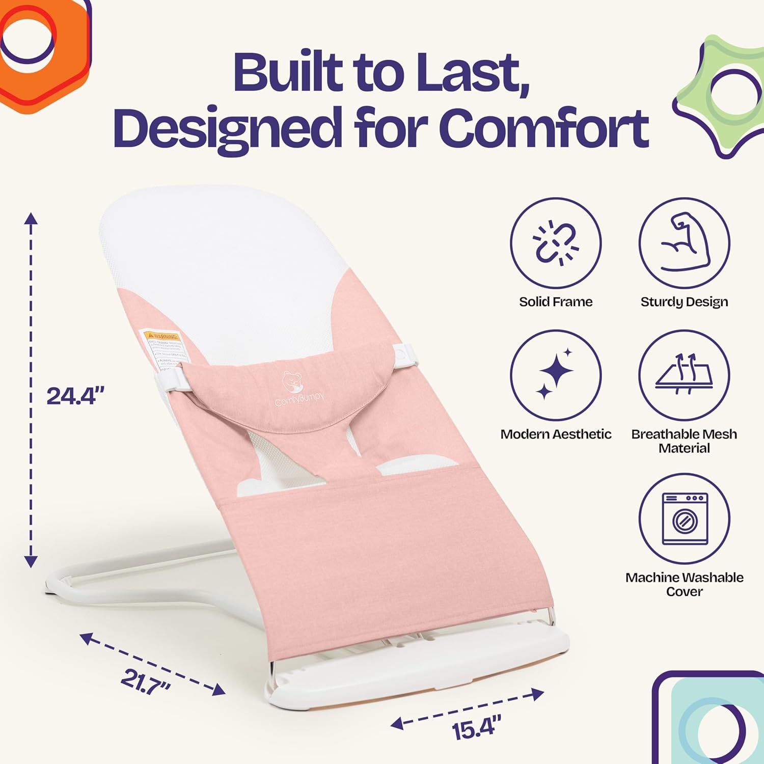 Kids Portable 2 in 1 Bouncer – Versatile Bouncer Chair Bouncer with Ergonomic Support to Use, Oatmeal