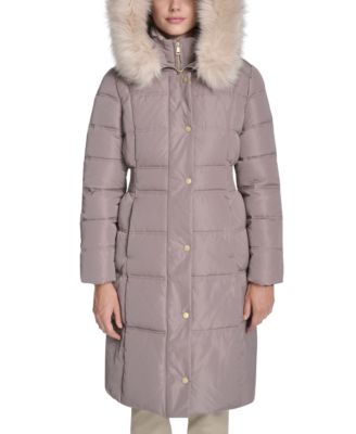 Women's Trim Hood Zip-Front Down Filled Puffer Coat