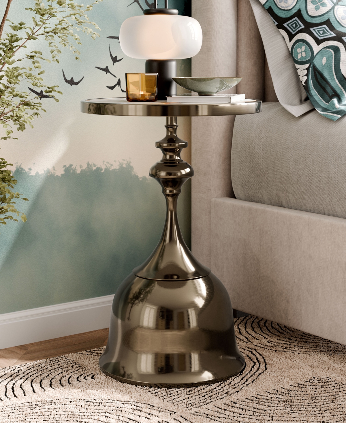 Furniture Of America Knoll 16" Metal Round End Table With Pedestal Base In Brown