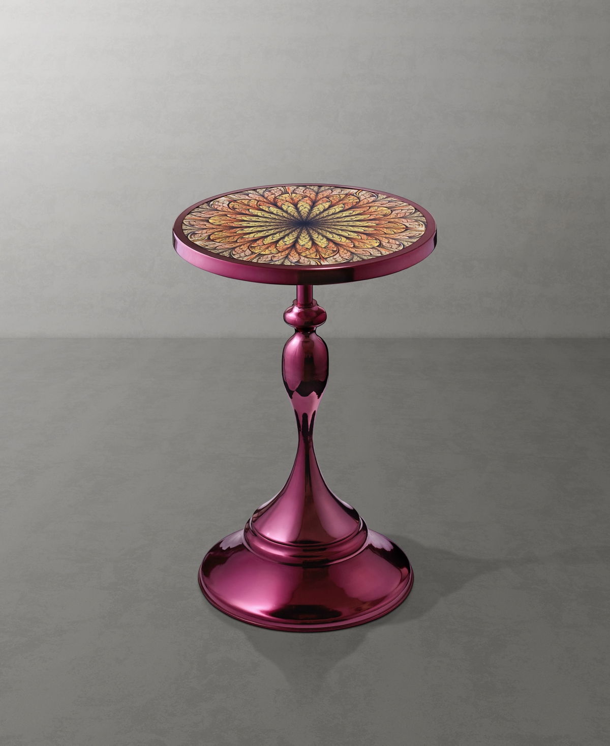Furniture Of America Knoll 16" Metal Round End Table With Pedestal Base In Purple