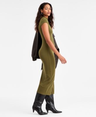 Women's Cap-Sleeve Mock-Neck Midi Dress, Exclusively at Macy's
