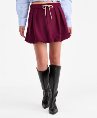 Bar III - Women's Tie-Waist Bubble-Hem Mini Skirt
