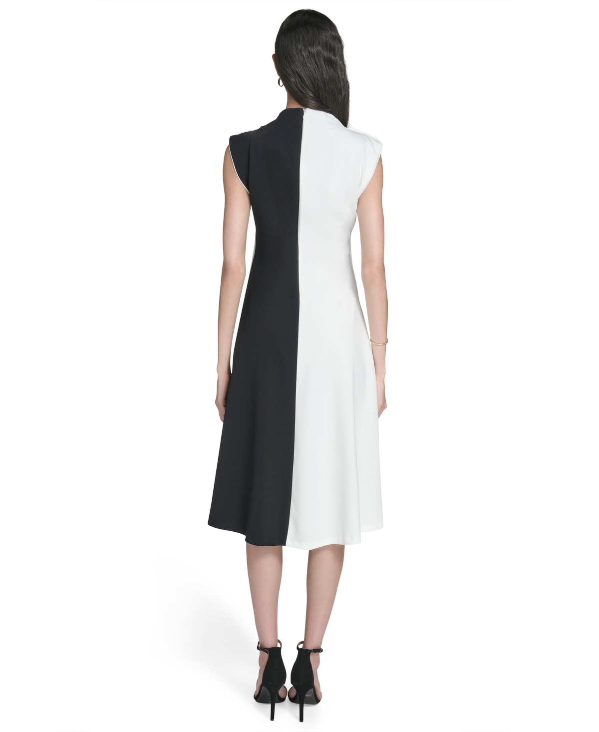 Calvin Klein Colorblock Midi A-line Dress In Multi