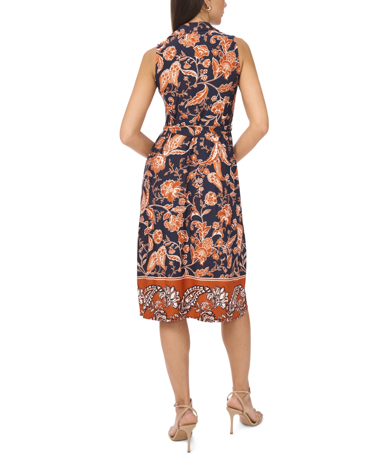 Msk Petite Zip-Neck Sleeveless Midi Dress