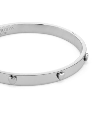 Mini Heart Silver Tone Stainless Steel Bangle Bracelet