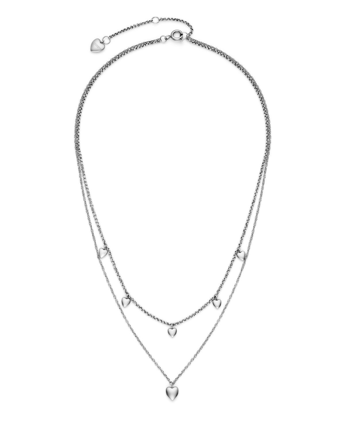 Olivia Burton Mini Heart Silver Tone Stainless Steel Necklace In Gray