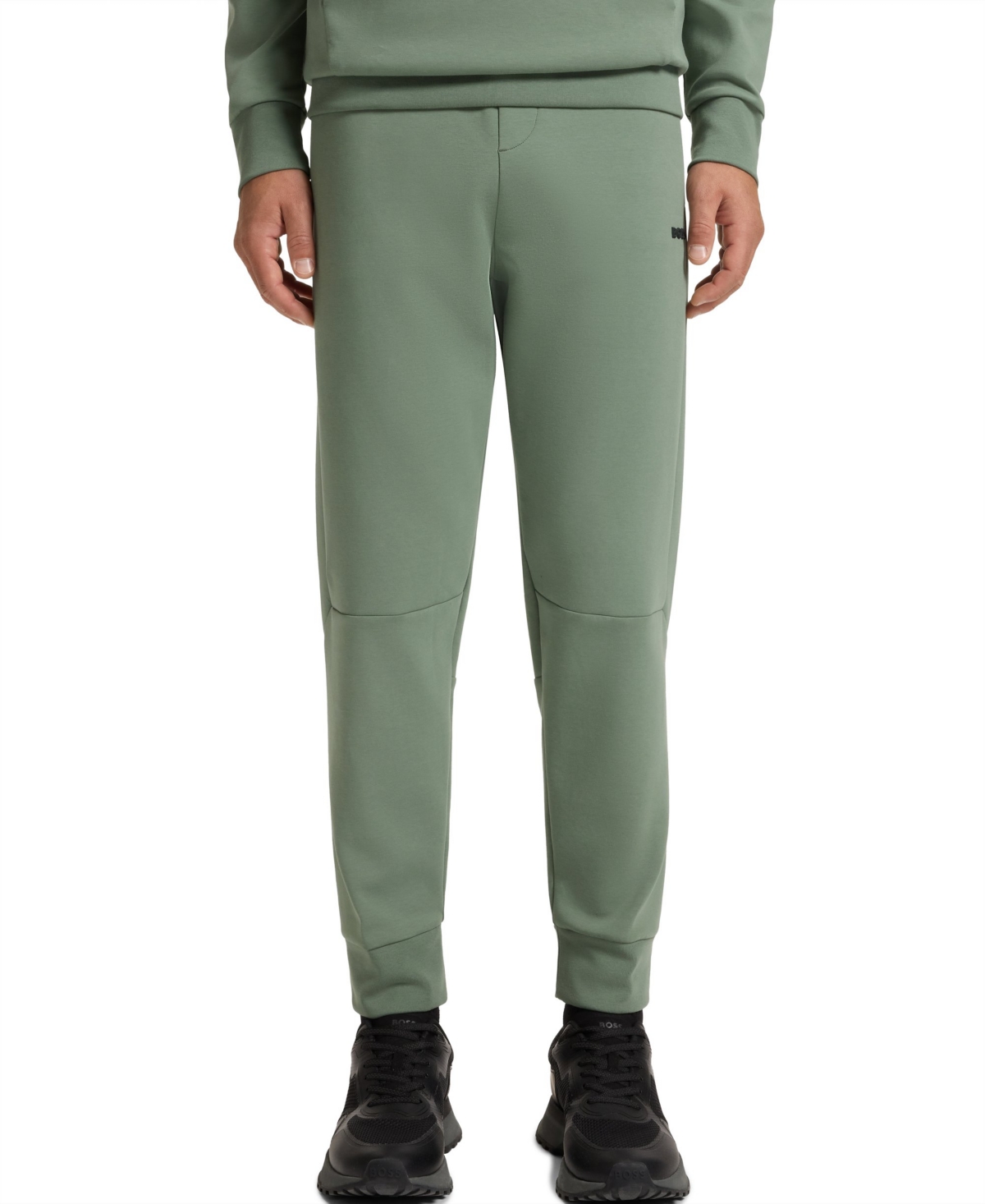 Hugo Boss Mens Open Green Branded Drawstring-waist Cotton-blend Jogging Bottoms In Green