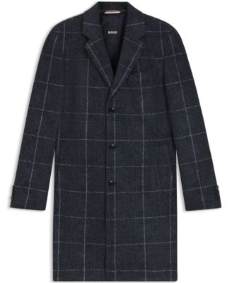 Men's Plain Check Slim-Fit Coat